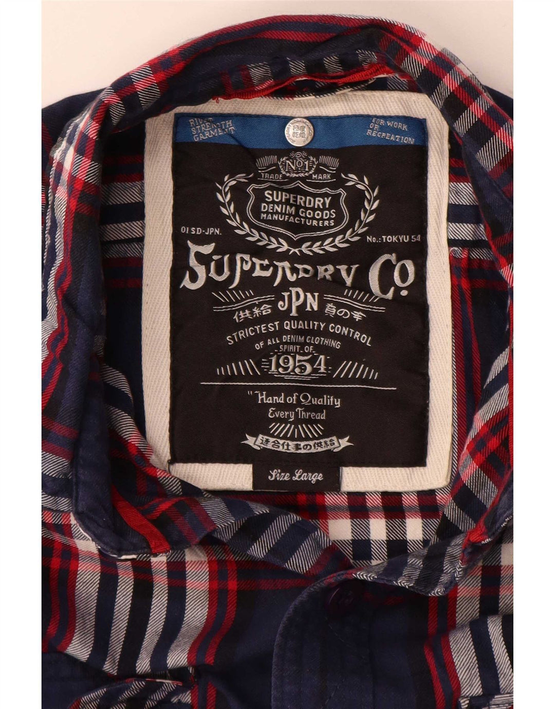 Superdry Chemise en flanelle pour homme en coton à carreaux bleu marine Large