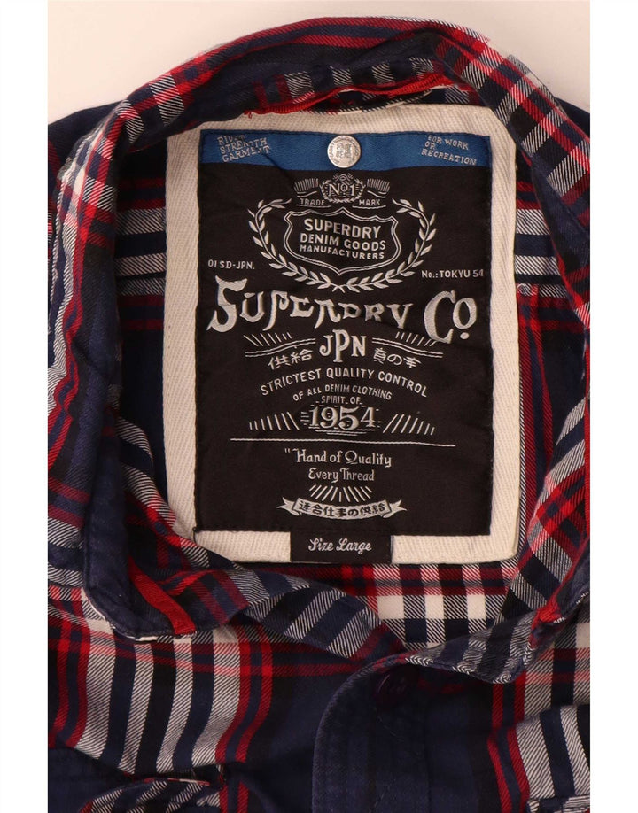 Superdry Chemise en flanelle pour homme en coton à carreaux bleu marine Large