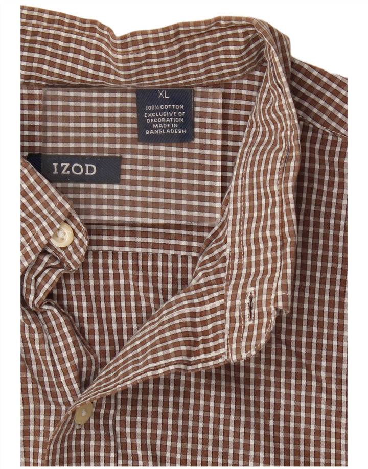Izod Chemise Homme XL Marron Carreaux Coton