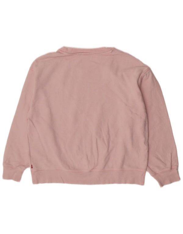 Levi's Sweat-shirt graphique coupe ample pour femme UK 14, grand coton rose