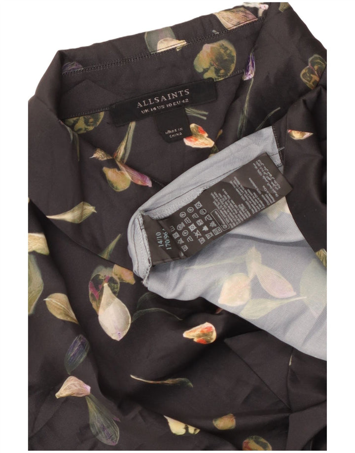 ALL SAINTS Chemisier court à nouer sur le devant pour femme UK 14 Grand Noir Floral