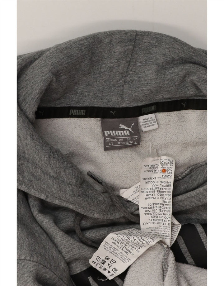 PUMA Pull à capuche graphique pour hommes, grand, gris, coton