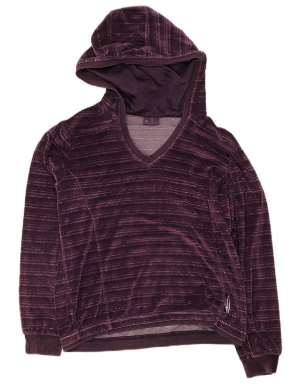 Champion Pull à capuche en velours pour femme UK 16 Grand coton rayé violet