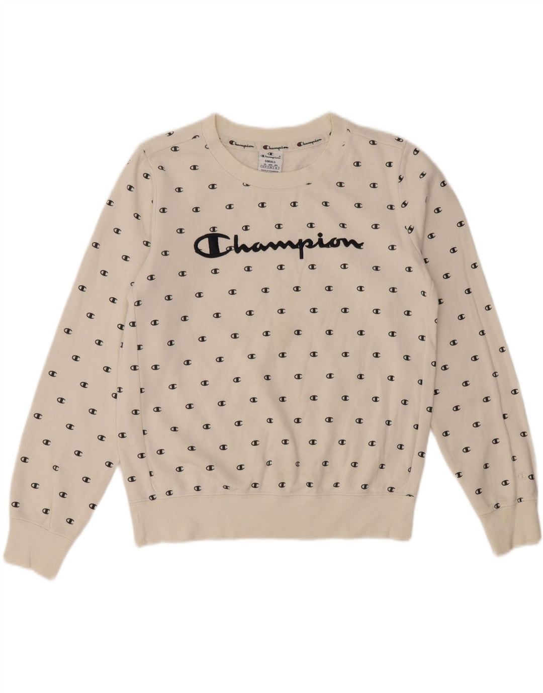 CHAMPION Sweat-shirt graphique surdimensionné pour femme UK 10 Petit Blanc