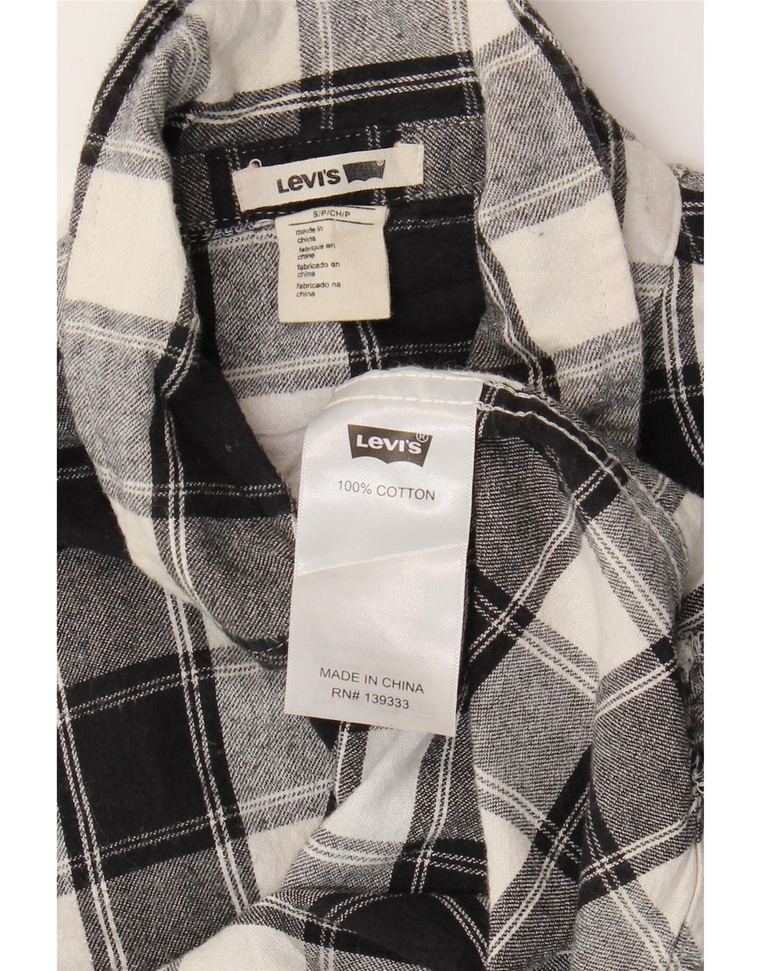 LEVI'S Chemise en flanelle pour femme UK 10 Petit coton à carreaux noirs