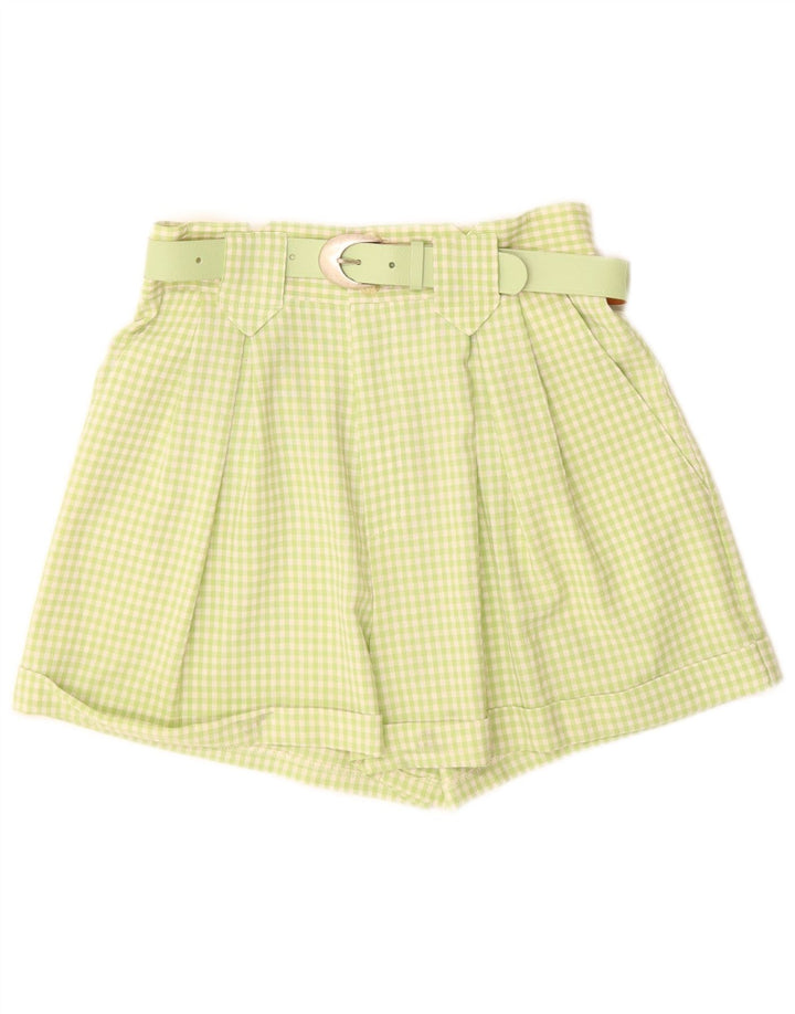 PIMKIE Short Chino Taille Haute Femme IT 44 Medium W26 Vichy Vert