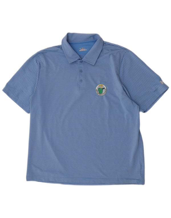 Under Armour Polo Heat Gear Homme XL Bleu Rayure Polyester