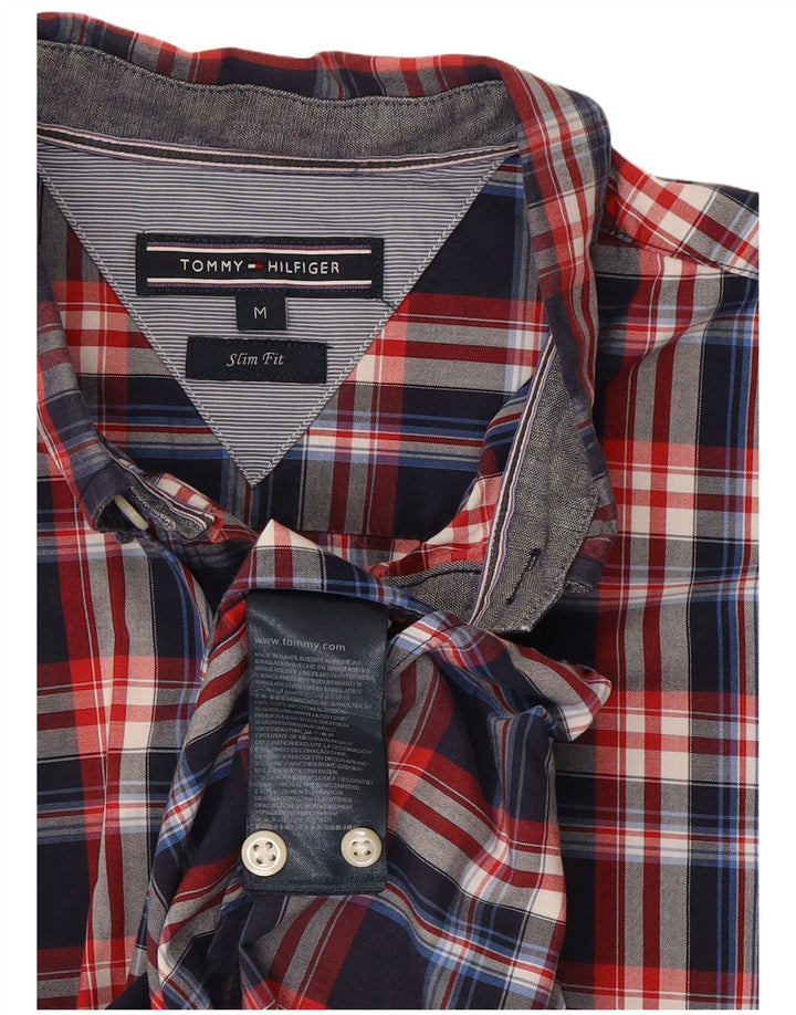 Tommy Hilfiger Chemise Slim Fit Homme Bleu Marine Moyen à Carreaux Coton
