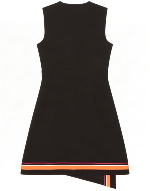 Karen Millen Robe portefeuille sans manches pour femme UK 12 Noir moyen Colourblock