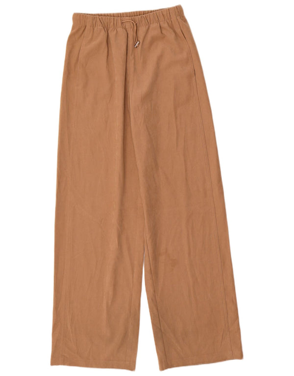 Zara Pantalon décontracté à jambe large pour femme XS W24 L31 Beige Polyester