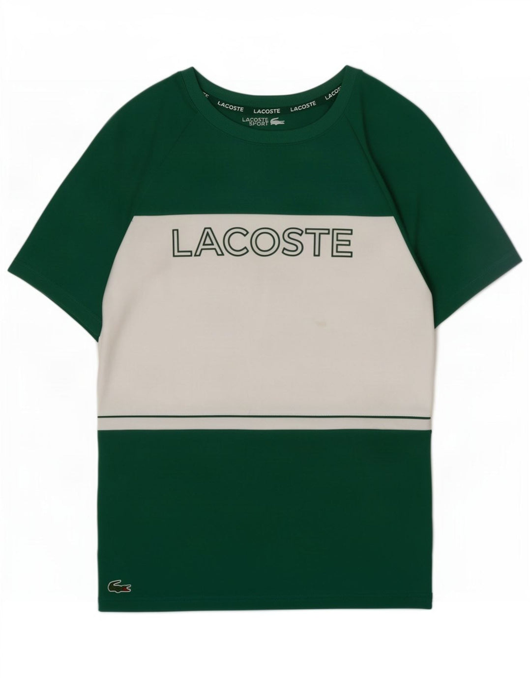 Lacoste Mens Graphic T-Shirt Top Taille 3 Petit Vert Colorblock Polyester