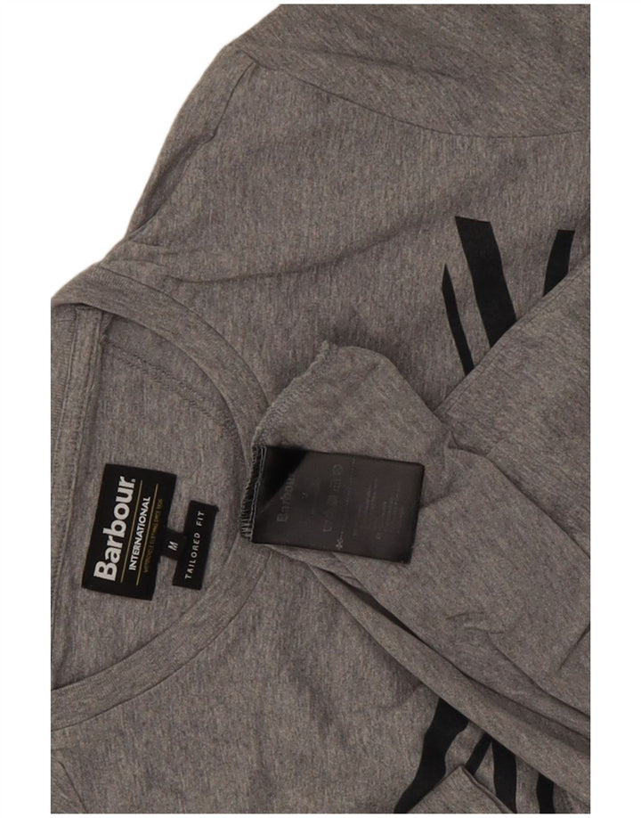 Barbour Hommes Coupe Ajustée Graphique T-Shirt Top Gris Moyen Moucheté Coton