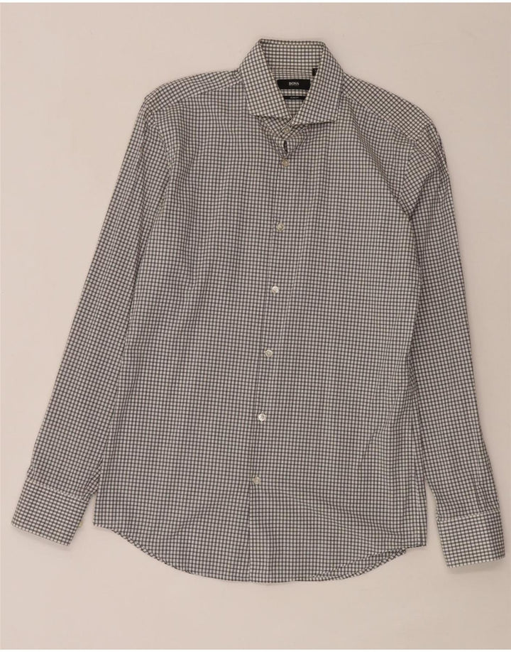 Hugo Boss Chemise slim fit pour homme Taille 38 15 Carreaux blancs moyens