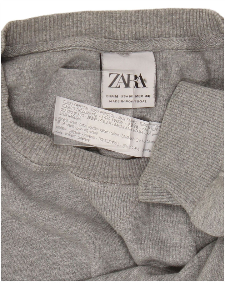 Zara Pull Col Rond Homme Gris Moyen Coton