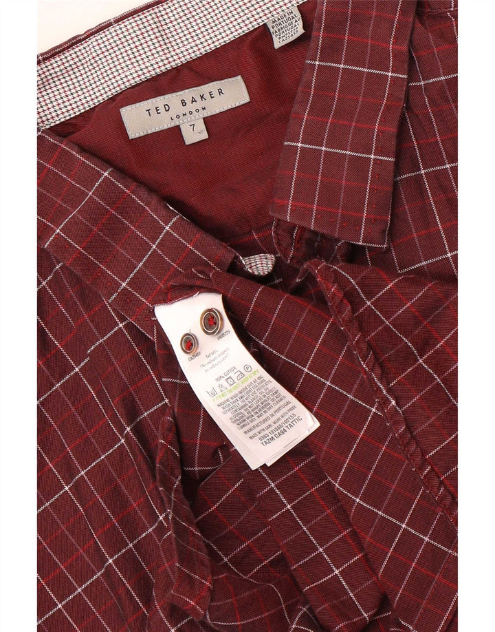 Ted Baker Chemise Homme Taille 7 3XL Marron Check Coton