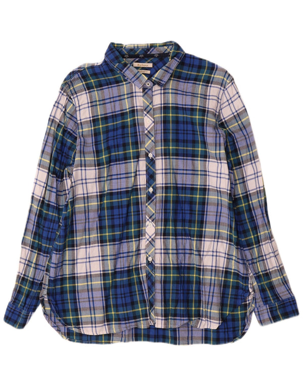 Barbour Chemise en flanelle coupe décontractée pour femme UK 18 XL en coton à carreaux bleus