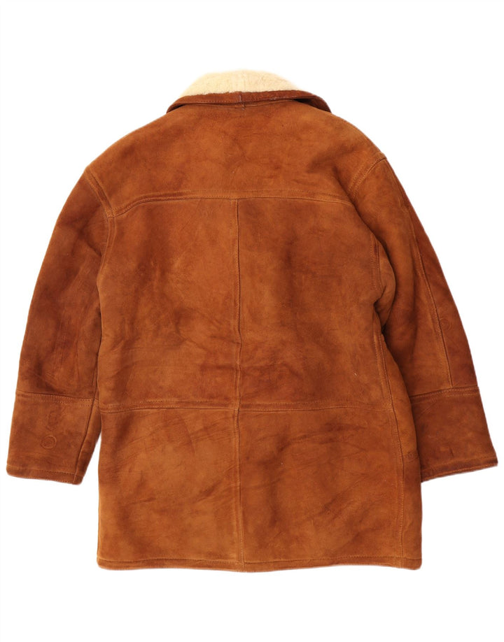 veste en peau de mouton homme vintage UK 36 Petit Brun