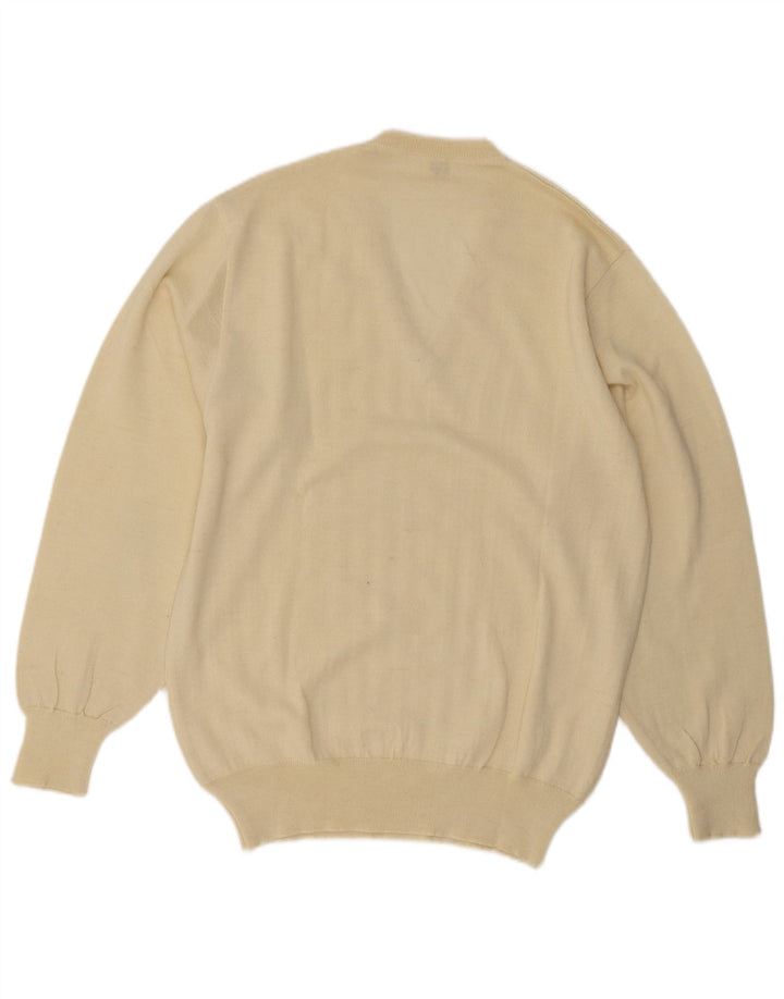 vintage Homme Col V Pull Pull IT 52 Grande Laine Beige