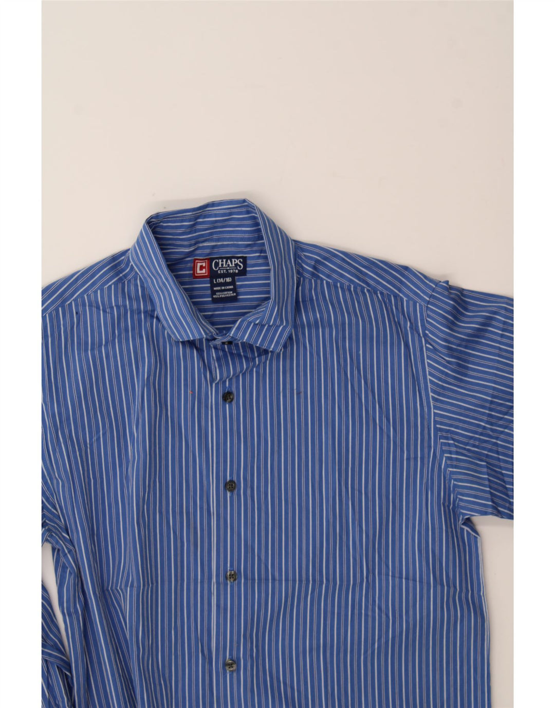 CHAPS Boys Shirt 14-15 Years Large Blue Pinstripe Cotton Vintage Chaps and Second-Hand Chaps from Messina Hembry 