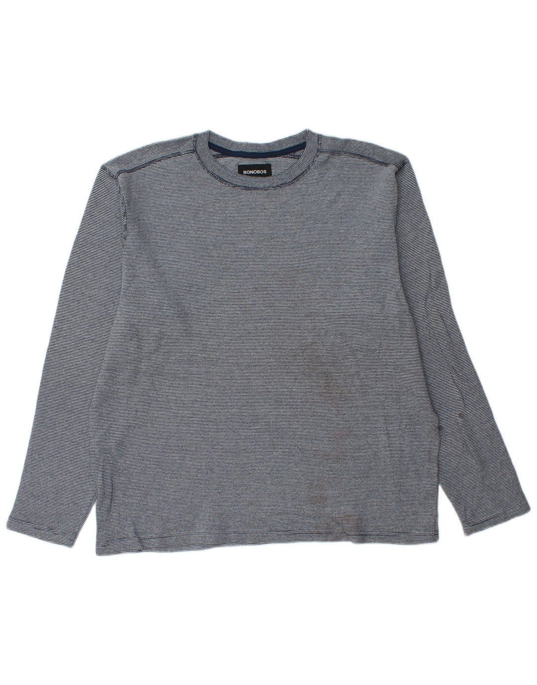 BONOBOS Haut Homme Manches Longues XL Bleu Rayure Coton