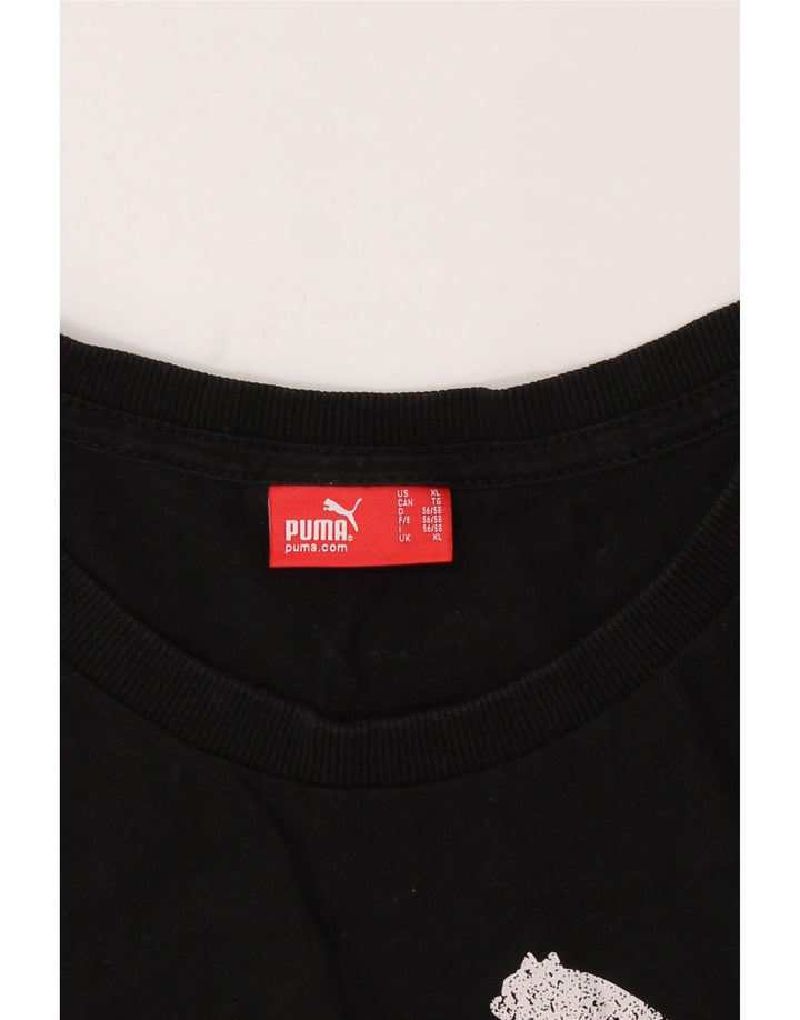 PUMA Mens Graphic T-Shirt Top XL Black Vintage Puma and Second-Hand Puma from Messina Hembry 