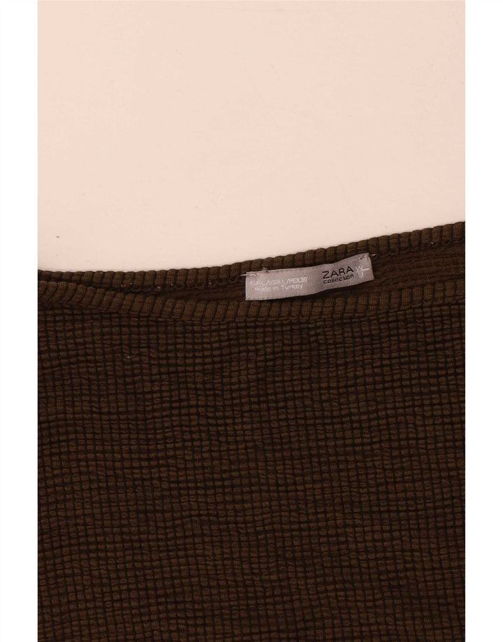 Zara Haut surdimensionné à manches 3/4 pour femme UK 16 Large Marron