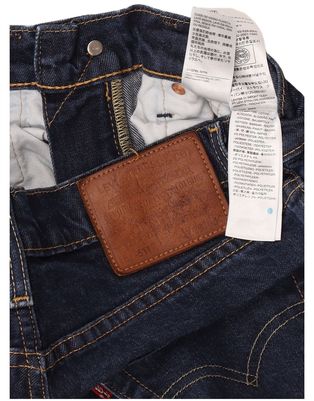 Levi's Jean Slim 511 Homme W29 L27 Bleu Marine Coton