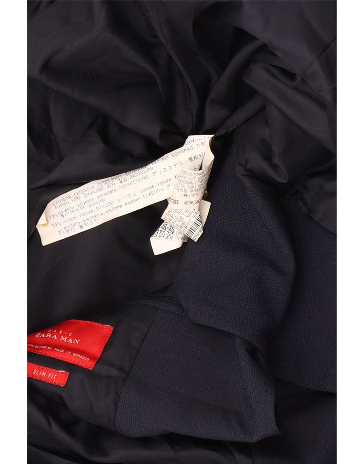 Zara Veste Blazer 2 Boutons Homme EU 54 XL Bleu Marine Polyester
