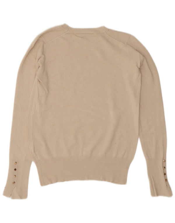 Zara Femme Pull Col Bateau UK 10 Petit Viscose Beige