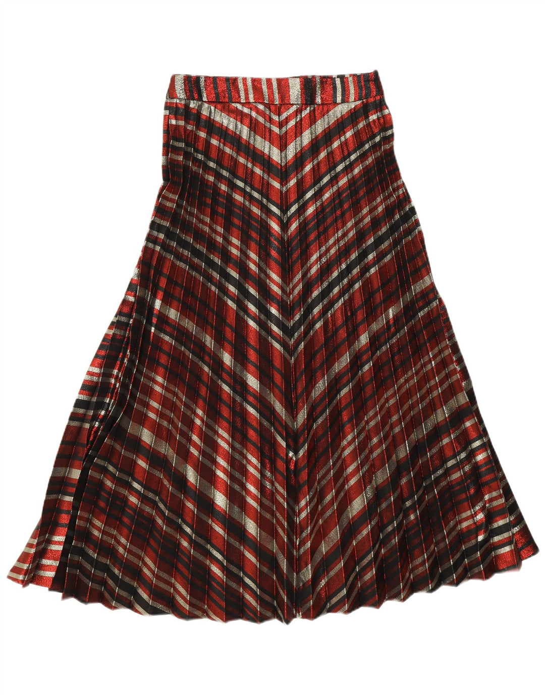 Zara Femme Jupe Plissée Couteau Small W26 Polyester Rayé Multicolore