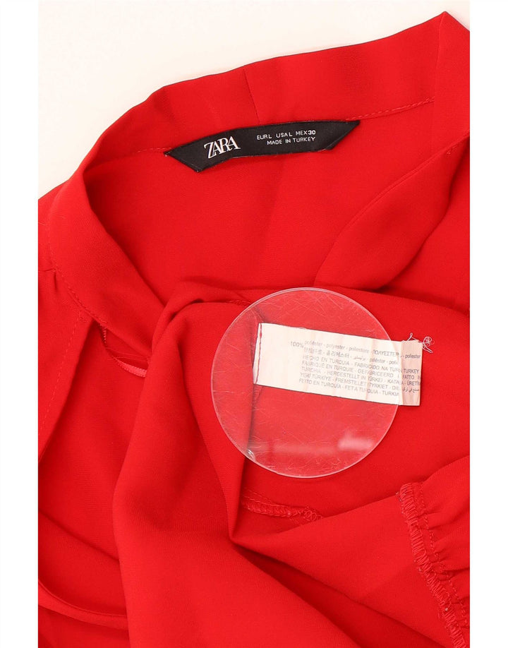 Zara Robe trapèze pour femme UK 46 Large Rouge Polyester