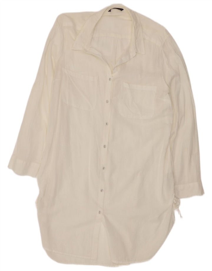 Marks & Spencer Womens Shirt Dress UK 12 Medium White Cotton