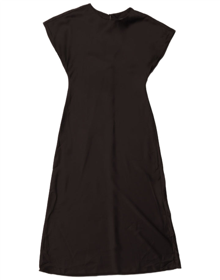 Zara Femme Maxi Robe UK 12 Moyen Noir Polyester