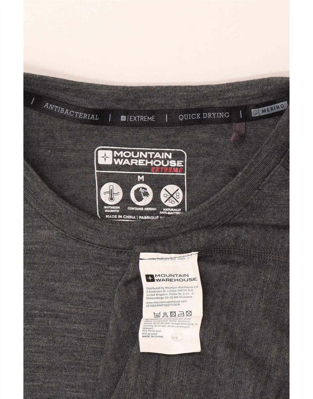 Mountain Warehouse T-Shirt Homme Gris Moyen Moucheté Laine Mérinos