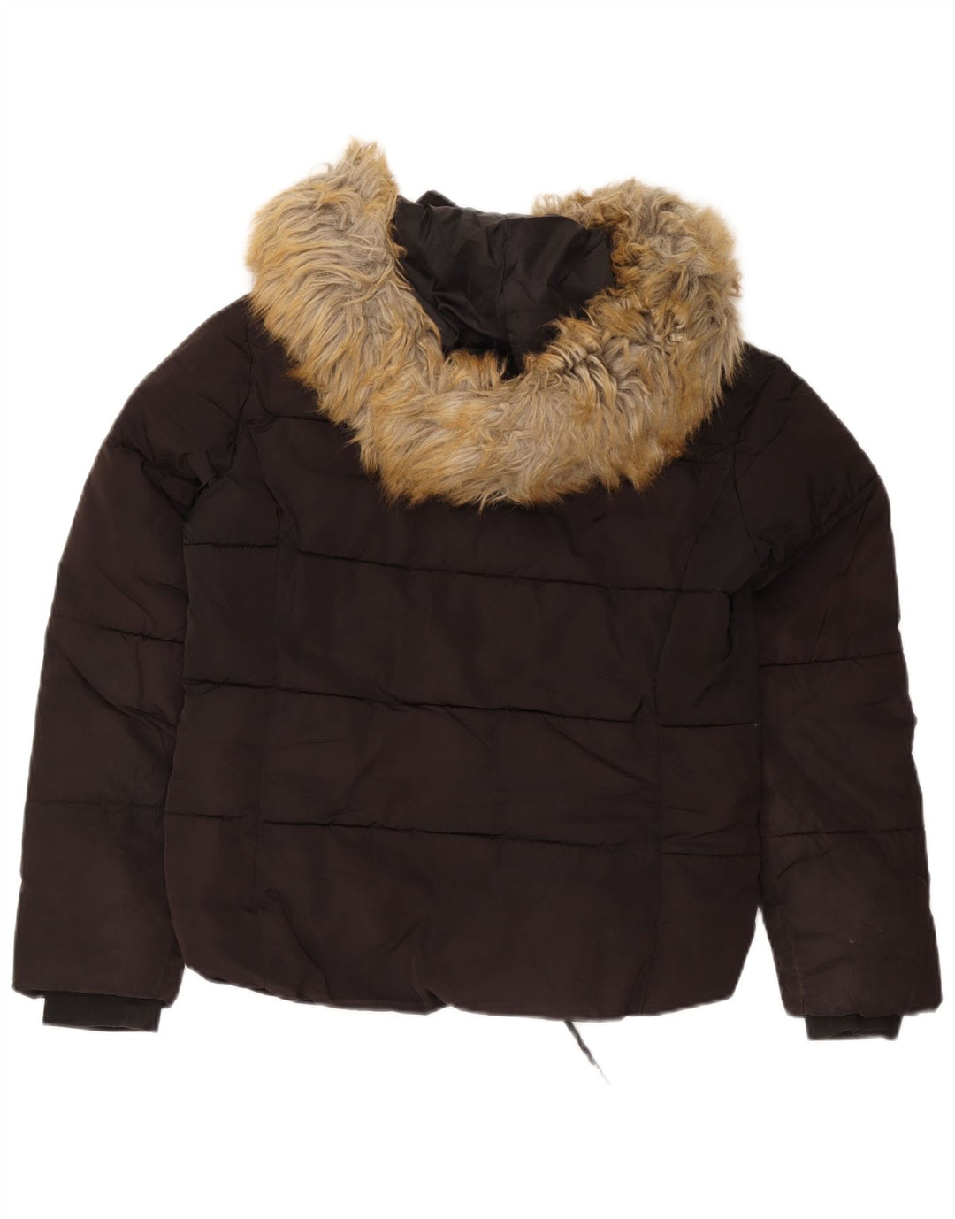 Topshop Veste matelassée surdimensionnée à capuche pour femme UK 8 Small Noir Polyester