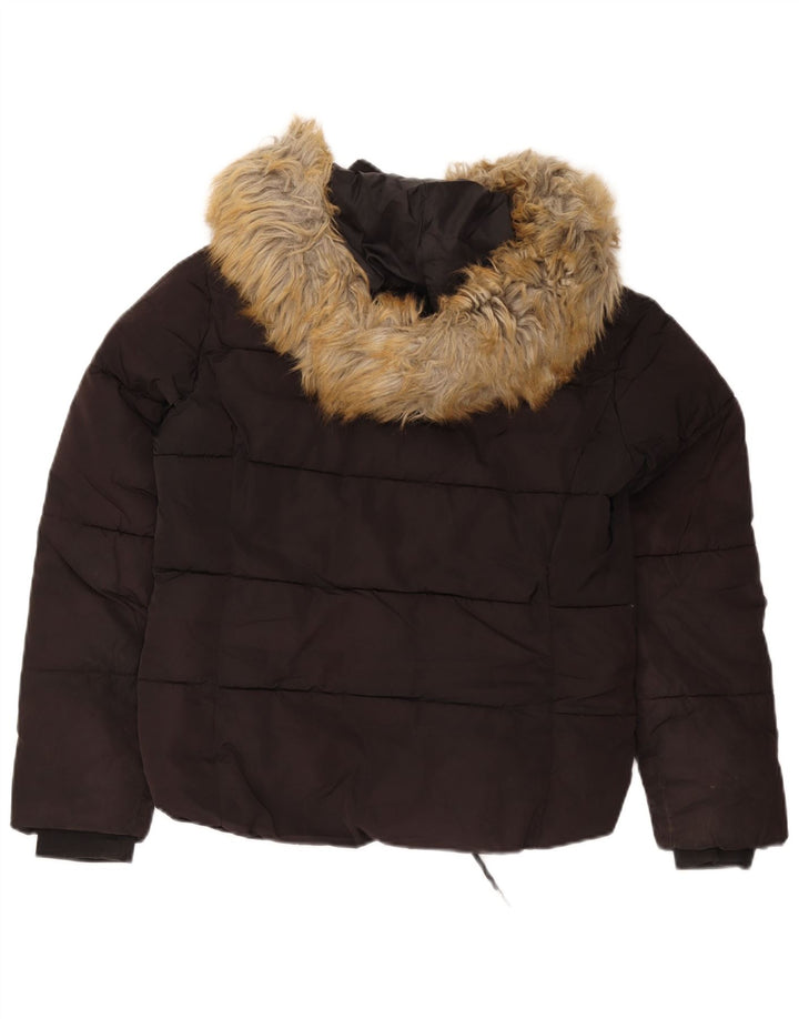 Topshop Veste matelassée surdimensionnée à capuche pour femme UK 8 Small Noir Polyester