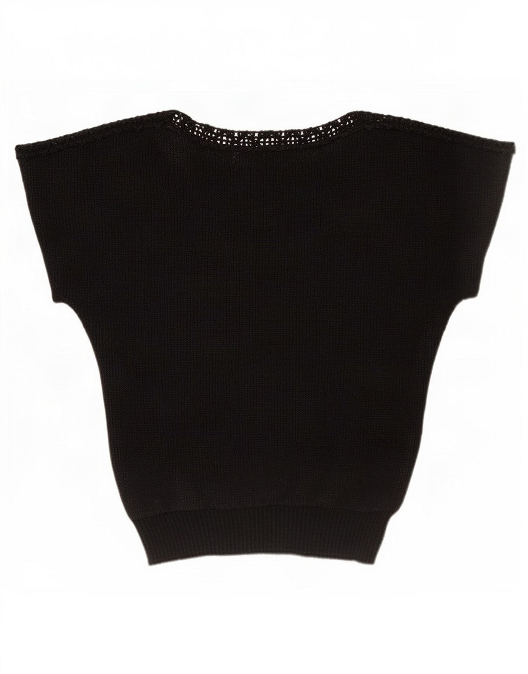vintage Womens Crop See Through Batwing Blouse Top IT 42 Moyen Noir