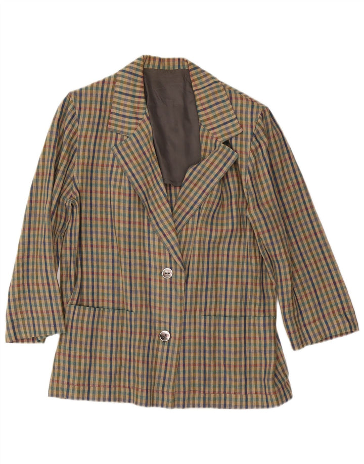 vintage Femme 2 Bouton Blazer Veste UK 18 XL Multicolore Gingham