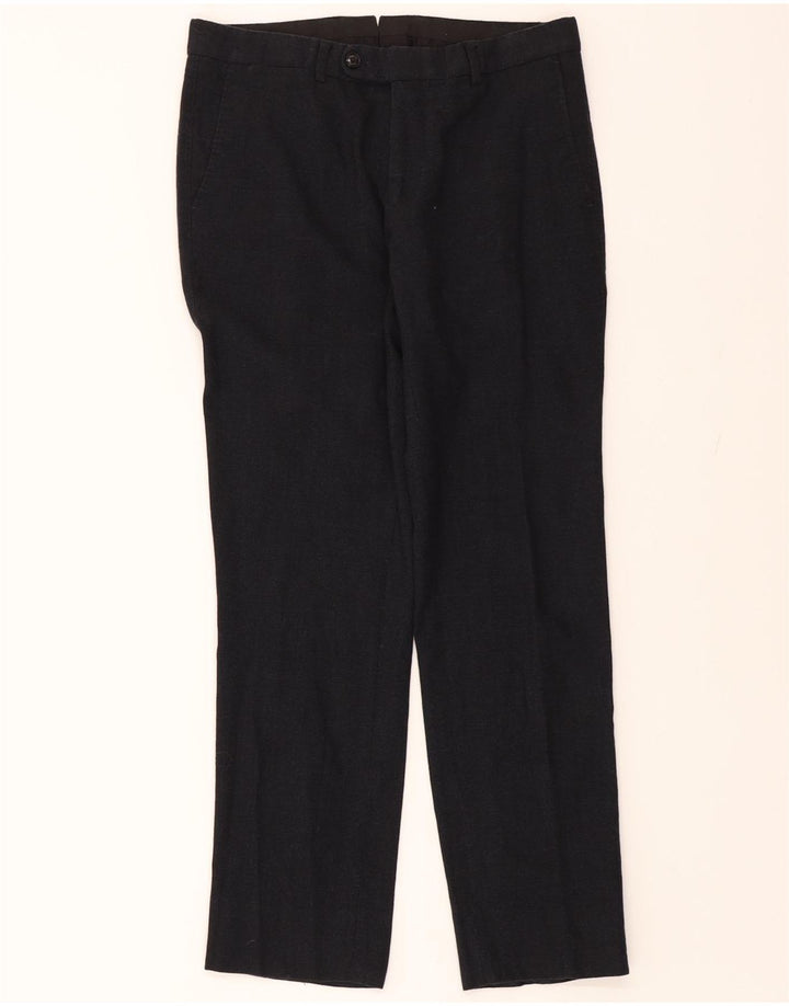 MASSIMO DUTTI Mens Straight Suit Trousers EU 40 Medium W31 L29 Navy Blue Vintage Massimo Dutti and Second-Hand Massimo Dutti from Messina Hembry 