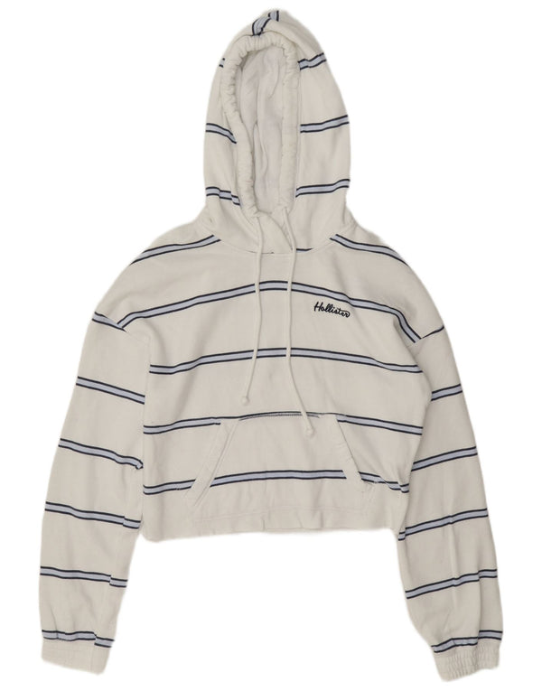 Hollister Pull à capuche surdimensionné pour femme UK 6 XS Coton rayé blanc