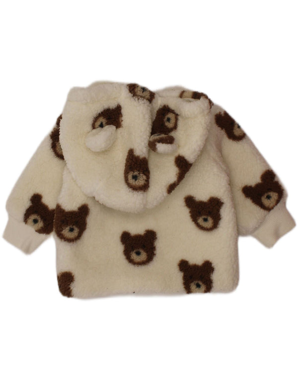 Monsoon Veste polaire à capuche graphique pour bébé fille 0-3 mois Blanc cassé