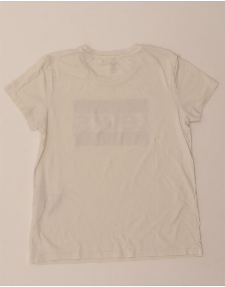 LEVI'S Womens Graphic T-Shirt Top UK 12 Medium White Cotton Vintage Levi's and Second-Hand Levi's from Messina Hembry 