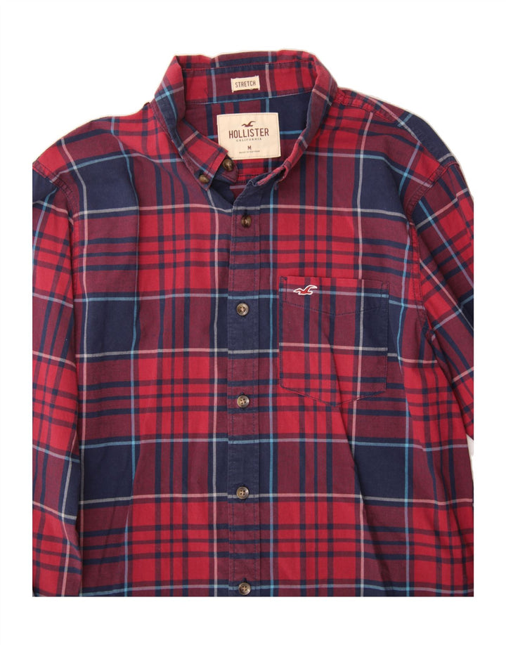 HOLLISTER Mens Stretch Shirt Medium Red Plaid Cotton Vintage Hollister and Second-Hand Hollister from Messina Hembry 