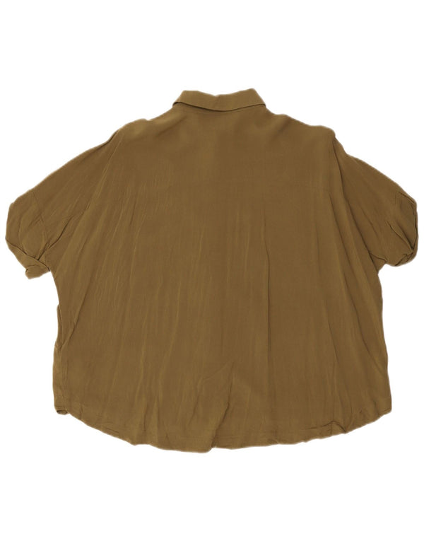 Topshop Chemisier surdimensionné à manches courtes pour femme UK 6 XS Kaki Viscose