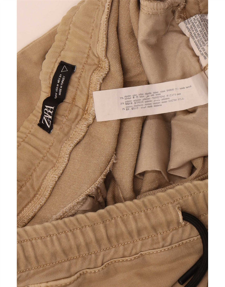 Pantalon De Survêtement Zara Homme Joggers Coton Beige Moyen