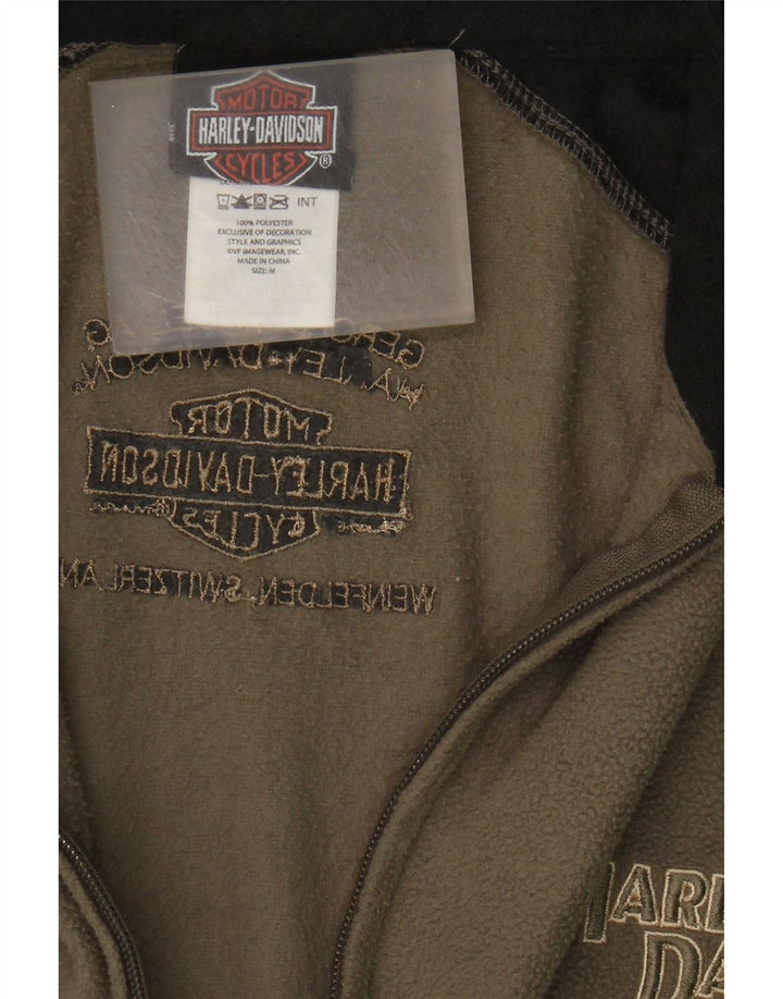 Harley Davidson Veste polaire pour homme UK 38 Medium Kaki Colourblock Polyester