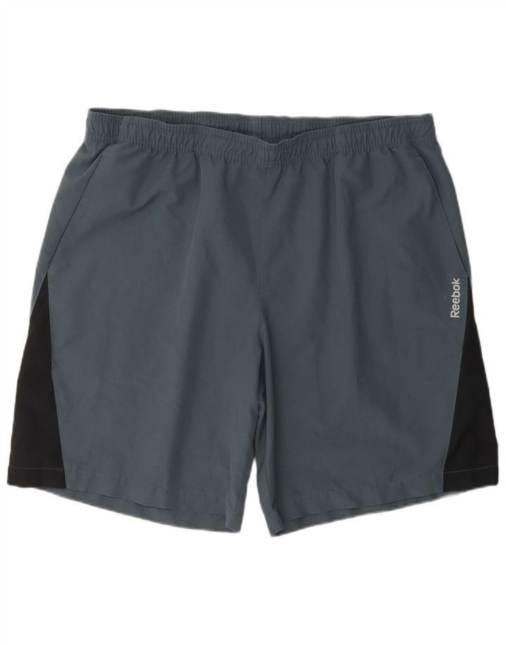 Reebok Short de Sport Speedwick Homme Bleu Colorblock Polyester