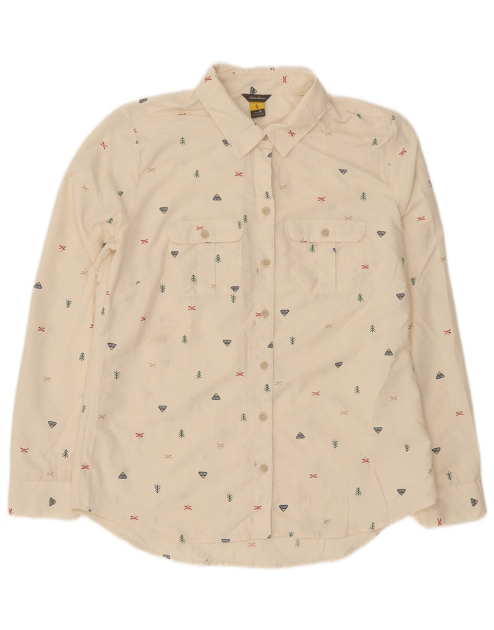Eddie Bauer Chemise Femme UK 14 Medium Off White Spotted