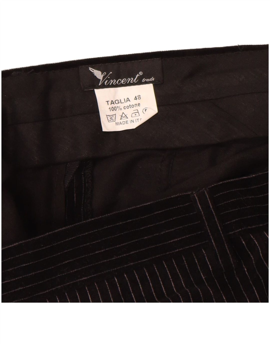 Vincent Costume 2 pièces 2 boutons pour homme IT 48 Medium W30 L32 Noir à fines rayures