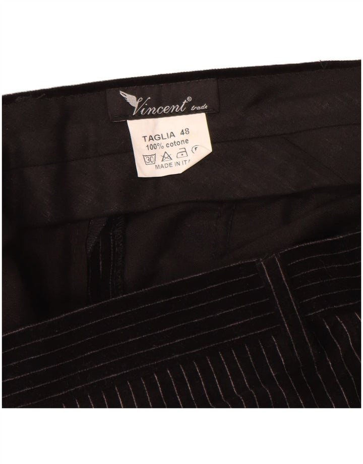 Vincent Costume 2 pièces 2 boutons pour homme IT 48 Medium W30 L32 Noir à fines rayures
